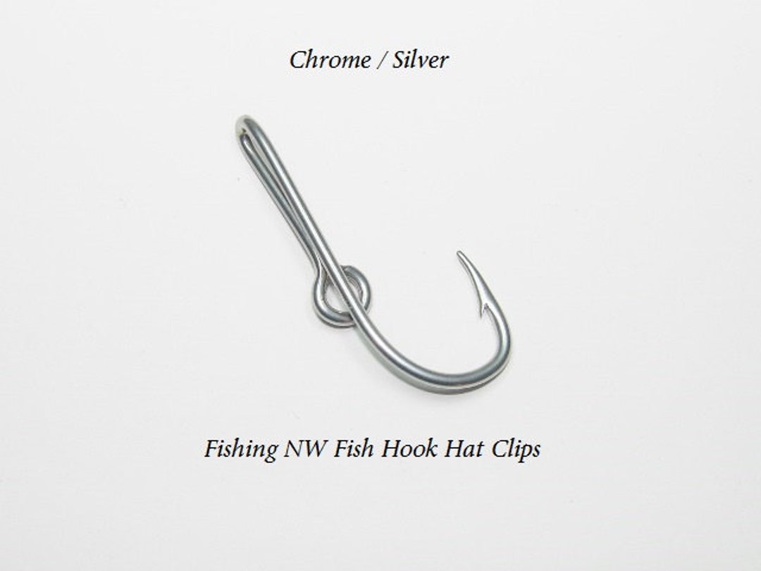 Chrome / Silver Colored Fish Hook Hat Clip / Pin, Tie Clip or Money