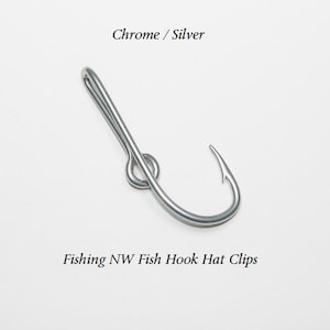 Chrome / Silver Colored Fish Hook Hat Clip /  Pin, Tie Clip or Money Clip