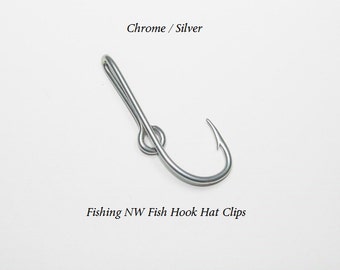 Chrome / Silver Colored Fish Hook Hat Clip / Pin, Tie Clip or