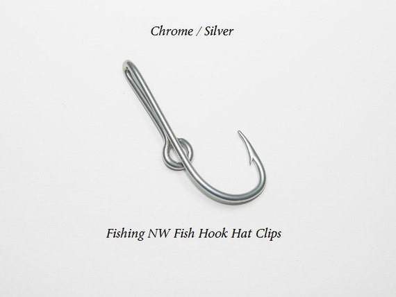 Chrome / Silver Colored Fish Hook Hat Clip / Pin, Tie Clip or