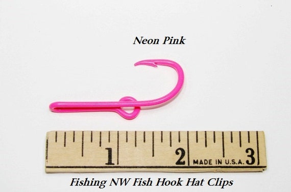 Neon Pink Colored Fish Hook Hat Clip / Pin, Tie Clip or Money Clip