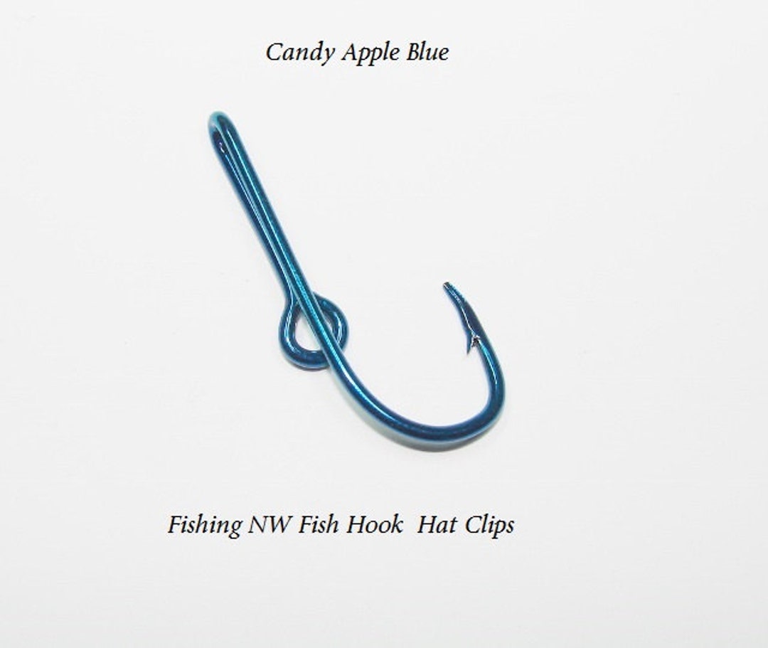 Bright Blue Fishing Hook Hat Clip