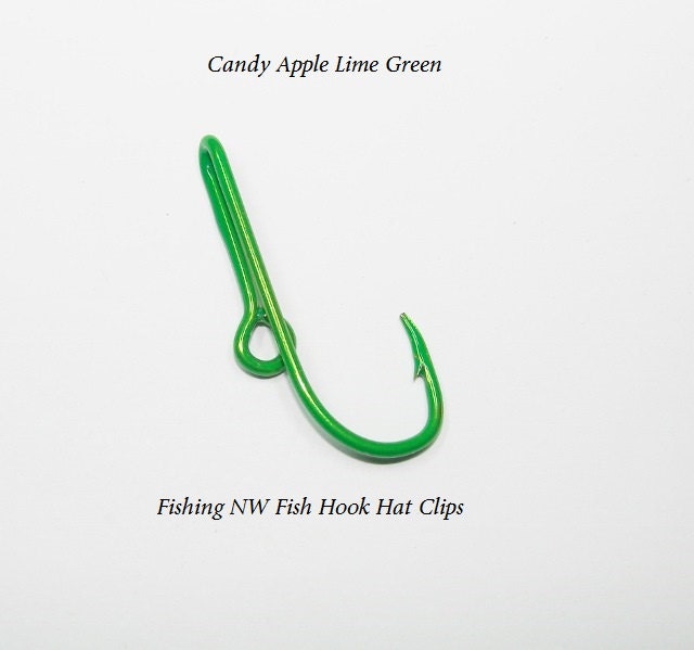 Candy Apple Lime Green Colored Fish Hook Hat Clip / Pin, Tie Clip or Money  Clip 