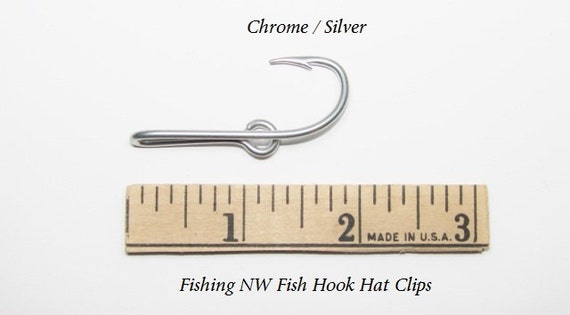 1* Chrome / Silver Colored Fish Hook Hat Clip / Pin