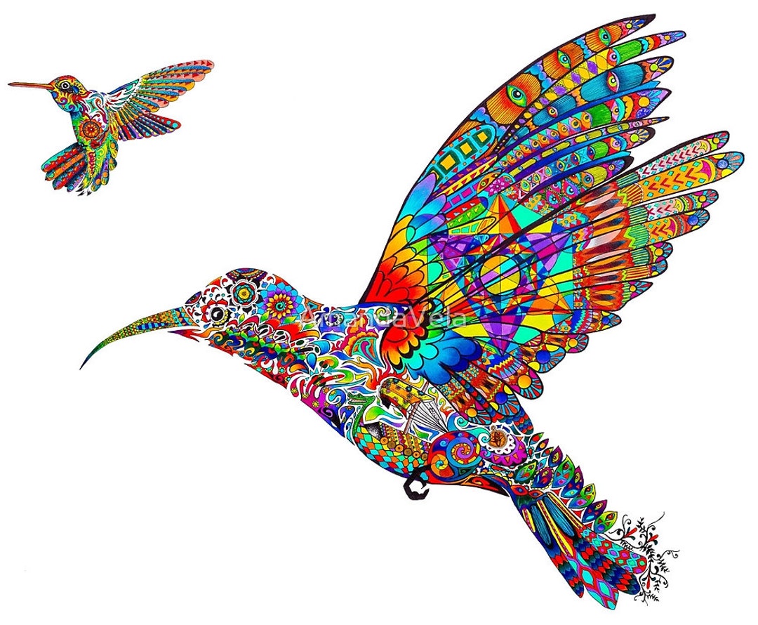 Psychedelic Art Mandala Wildlife Art Hummingbird Art - Etsy