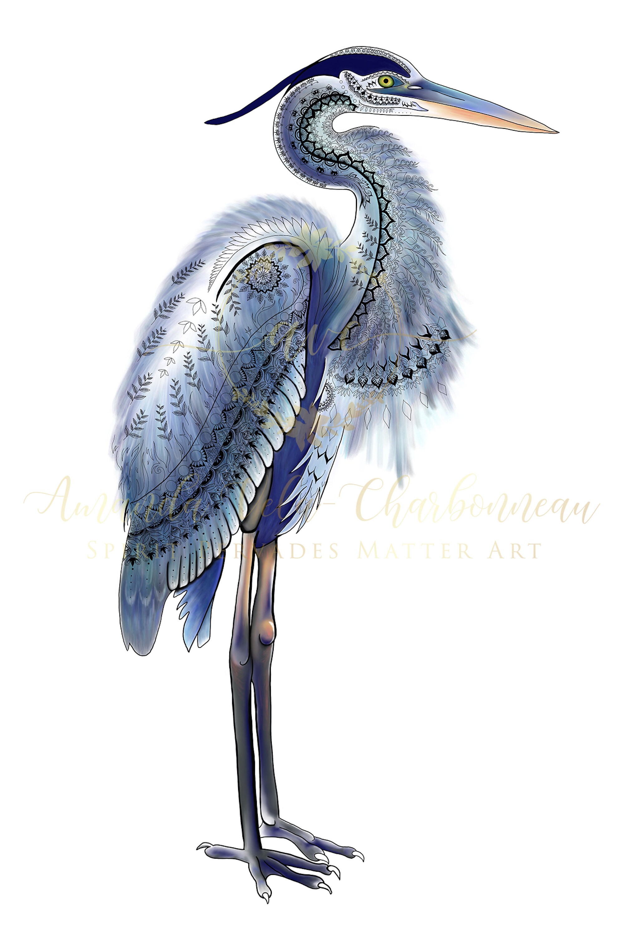 Wildlife Art Great Blue Heron Art Stork Art Coastal Art - Etsy