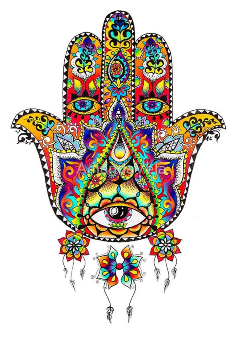 Hamsa Art Hand of Fatima Evil Eye Metaphysical Art Etsy