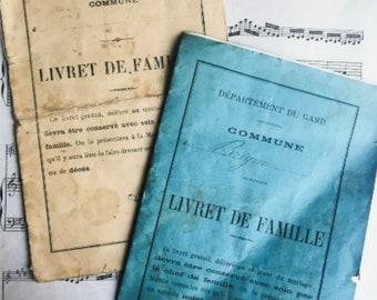 Pair of 1800s "Livret de Famille" antique and vintage papers  (Ref No. 20)