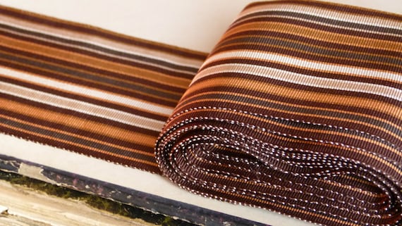 Antique French jacquard jacquard jacquard silk grosgrain millinery ribbon trim, embroidery edging, stripe chocolate, caramel & cream costume design b1d3d5 Antique French jacquard jacquard jacquard silk grosgrain millinery ribbon trim, embroidery edging, stripe chocolate, caramel & cream costume design b1d3d5