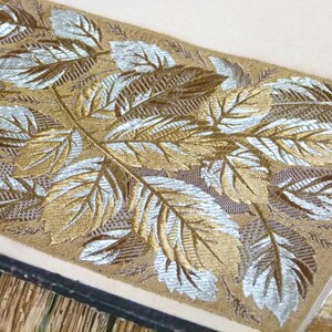 collector fabric luxury Antique 19th century french jacquard silk ribbon w hand painted red rose floral motif decor