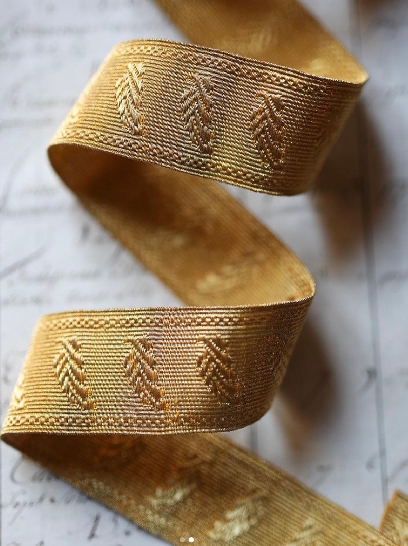Golden Ribbin Pattern Antique 1800s Gold Metal Ribbon With Very High Metal Content - Etsy