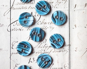 Four Mid Century vintage French plastic bakelite coat button yellow with black polka dots motif vintage couture jewellery finding