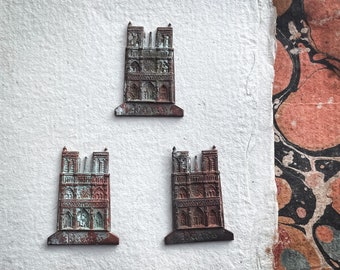 Charming copper French Charm, Notre Dame Paris architecture vintage jewelry & antique jewellery findings supplies collector