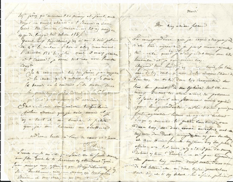 digital download set two french antique handwritten letters etsy