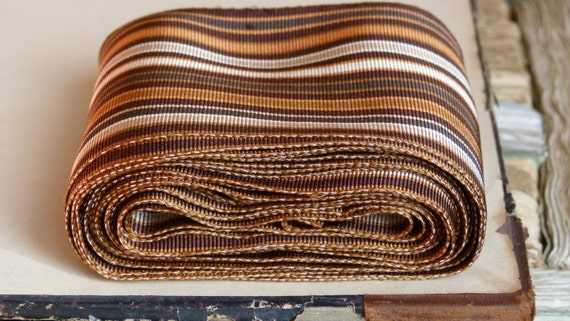 Antique French jacquard jacquard jacquard silk grosgrain millinery ribbon trim, embroidery edging, stripe chocolate, caramel & cream costume design b1d3d5 Antique French jacquard jacquard jacquard silk grosgrain millinery ribbon trim, embroidery edging, stripe chocolate, caramel & cream costume design b1d3d5