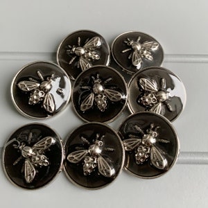 Bee buttons high grade gloss metal buttons DIY 25 mm for coats ,sweaters etc x 8 buttons image 2