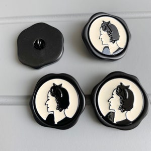 Chic Paris French style lady figure high grade resin buttons cream and black runway catwalk buttons DIY 25 mm x 9 buttons zdjęcie 8