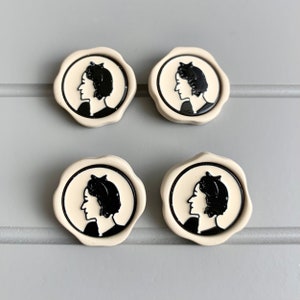 Chic Paris french style lady figure high grade resin buttons black and cream runway catwalk buttons DIY 25 mm x 9 buttons image 5