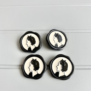 Chic Paris French style lady figure high grade resin buttons cream and black runway catwalk buttons DIY 25 mm x 9 buttons zdjęcie 7