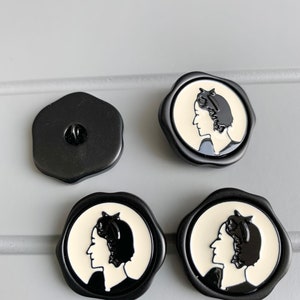 Chic Paris French style lady figure high grade resin buttons cream and black runway catwalk buttons DIY 25 mm x 9 buttons zdjęcie 4