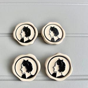 Chic Paris french style lady figure high grade resin buttons black and cream runway catwalk buttons DIY 25 mm x 9 buttons image 7