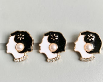 Chic Paris stile francese signora figura bottoni in metallo di alta qualità finte perle bottoni argento oro crema passerella passerella fai da te 18 mm x 9 bottoni