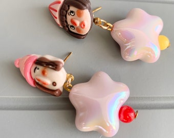 Trendy  YK2 Y2K  cartoon figure kawaii anime earrings spring summer earrings weddings vacation holidays earrings Statement earrings Dangle