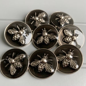 Bee buttons high grade gloss metal buttons DIY 25 mm for coats ,sweaters etc x 8 buttons image 5