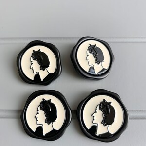 Chic Paris French style lady figure high grade resin buttons cream and black runway catwalk buttons DIY 25 mm x 9 buttons zdjęcie 5