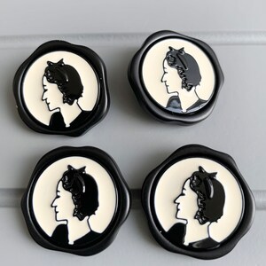 Chic Paris French style lady figure high grade resin buttons cream and black runway catwalk buttons DIY 25 mm x 9 buttons zdjęcie 6