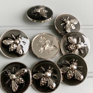 Bee buttons high grade gloss metal buttons DIY 25 mm for coats ,sweaters etc x 8 buttons image 3