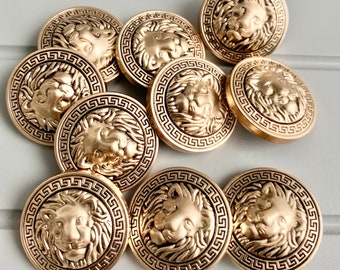 High grade metal  buttons  gold  tone fashionable runway catwalk buttons DIY  20 mm  x  9 buttons