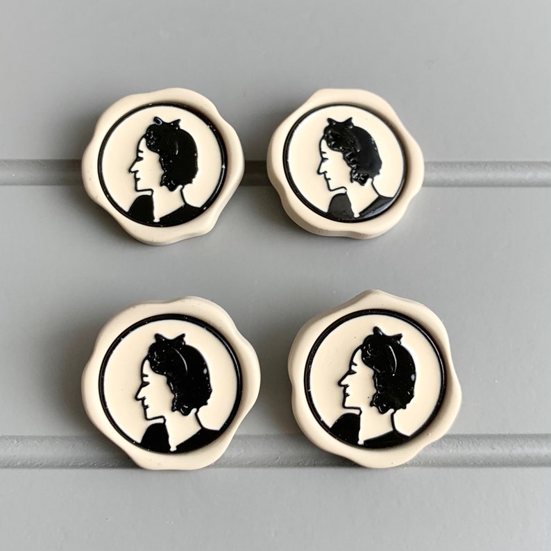 Chic Paris french style lady figure high grade resin buttons black and cream runway catwalk buttons DIY 25 mm x 9 buttons image 8