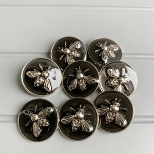 Bee buttons high grade gloss metal buttons DIY 25 mm for coats ,sweaters etc x 8 buttons image 6