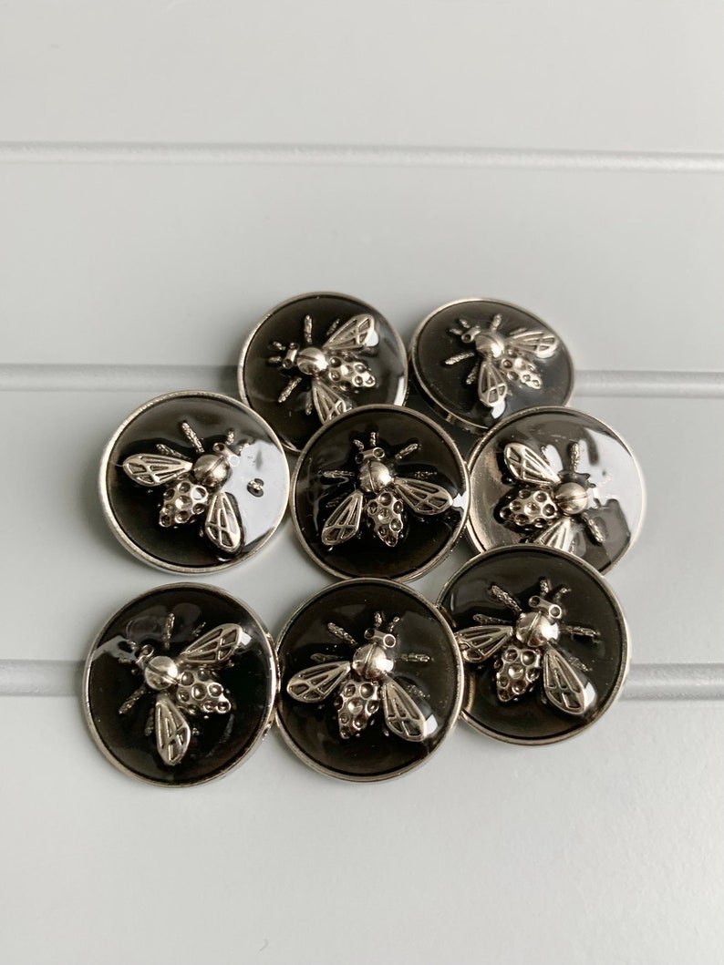 Bee buttons high grade gloss metal buttons DIY 25 mm for coats ,sweaters etc x 8 buttons image 6