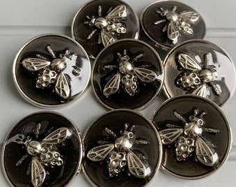 Bee buttons high grade gloss  metal  buttons DIY  25 mm for coats ,sweaters etc x  8 buttons