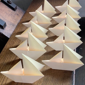 10 Wedding travel place cards, Origami boat, Simple boat, Party decoration