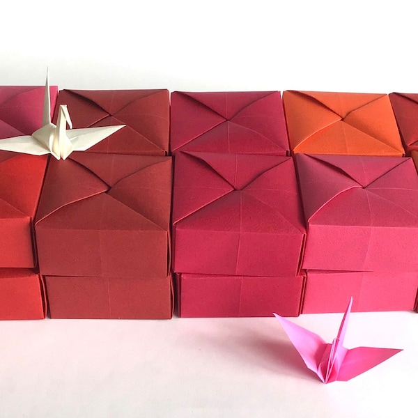 20 boîtes cadeaux en origami, contenants dragées, boîtes carrées, boîtes faveurs de mariage, faites main, boîte simple