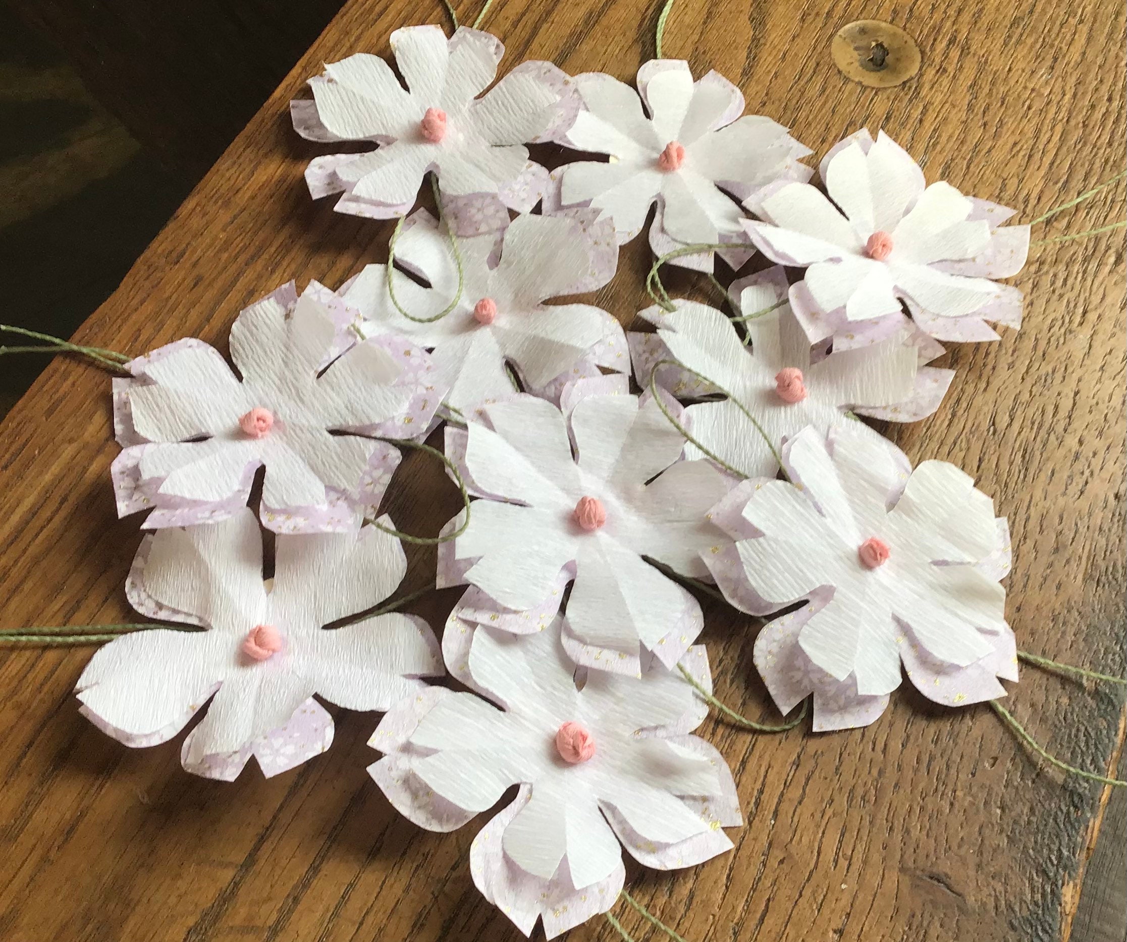 10 Japanese Cherry Blossoms, Origami Flowers, Wedding Flowers, Handmade