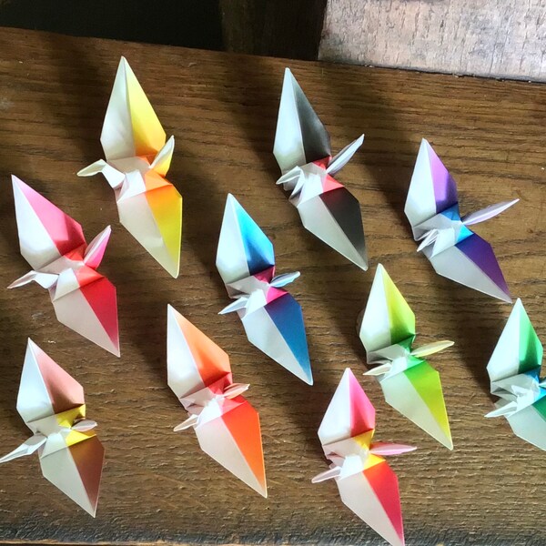 10 Origami grues du Japon , Marque-places, Invitations, faire-part, porte bonheur, Décoration fête, Cadeau Origami