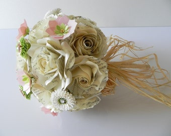 Bouquet de mariée mariage en papier Origami couleur crème