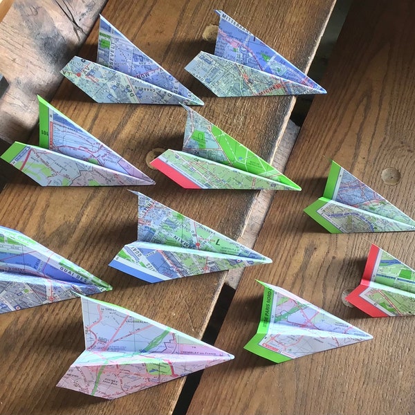 10 Origami-Flugzeuge, Reisethemen, Tischkarten, Papierflieger, Origami-Geschenk, Hochzeitseinladung, Fotoalbum, Namensschild