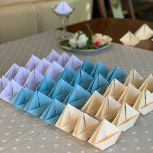 12 mini segnaposto per matrimonio, creazione di inviti, mini barche a vela, barca origami, barca semplice, decorazione per feste, creazione unica