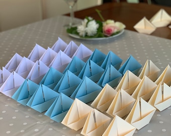 12 mini Wedding place cards, Invitation creation, mini Sailboats, Origami boat, Simple boat, Party decoration, Unique creation