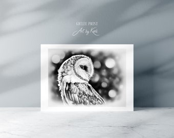 Barn Owl limited edition GICLÉE PRINT - Art by Kerli