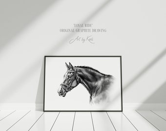 Horse pencil drawing ORIGINAL - Art by Kerli