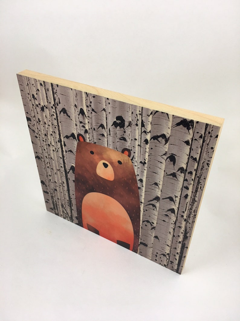Woodland Bear Wall Art Cabin Or Nursery Decor Colorful Etsy