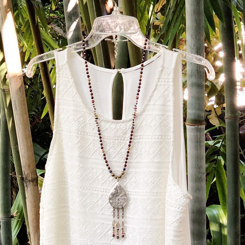 Artisan Pendant Necklace Garnet Gemstones Watermelon Tourmaline Gemstones