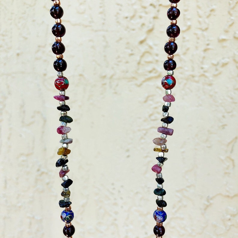 Artisan Pendant Necklace Garnet Gemstones Watermelon Tourmaline Gemstones