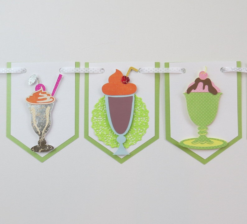 Party banner ice cream banner birthday banner retro party | Etsy